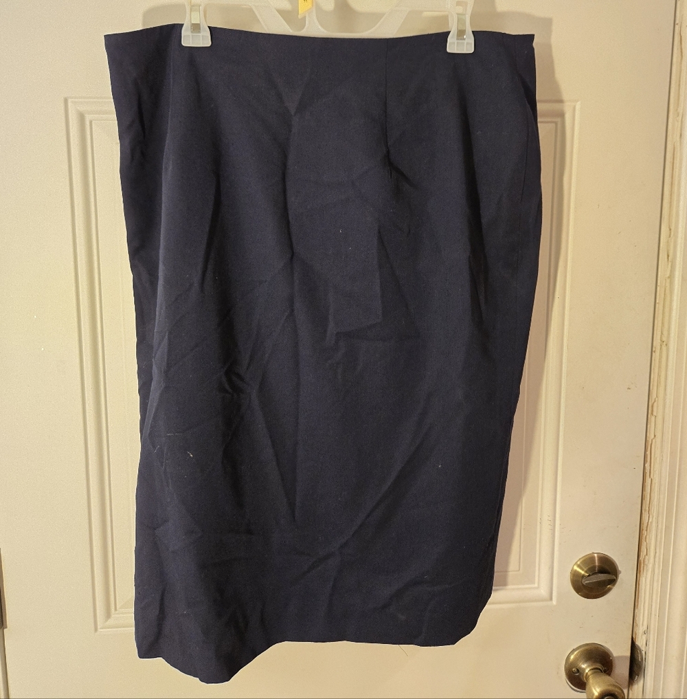 Vintage E Style Ebony Pencil Skirt Size 18 Navy Blue Zipper Knee Length